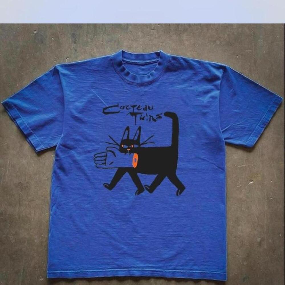 Blue And Black Curved Cat Tee - Gildan  Shirt